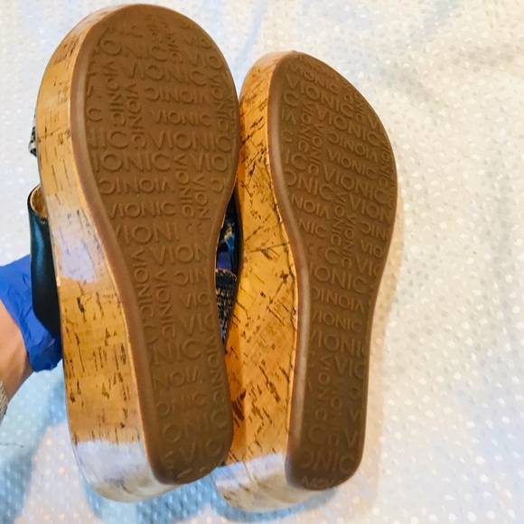 Vionic Montego Black Snake Print Comfort Wedge Orthoheel Slide Sandals SZ: 7 - Picture 6 of 6